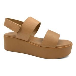 Bamboo Neutral Tan Platform Two Strap Sandals Size Women’s 8.5 EUC